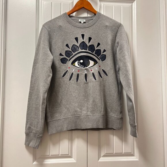 Kenzo Paris Eye Embroidered Crewneck Grey - Picture 1 of 9